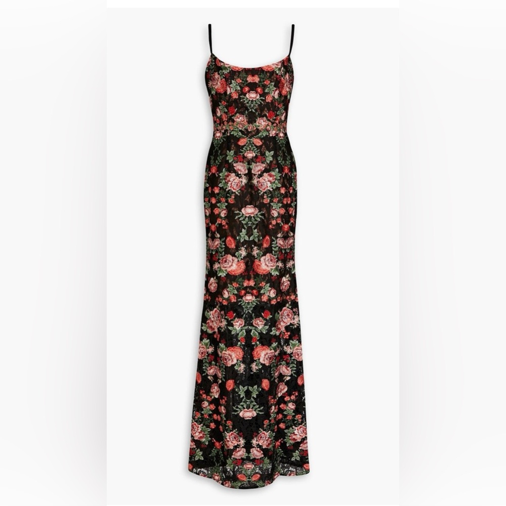 Marchesa Notte black floral gown. Size 8